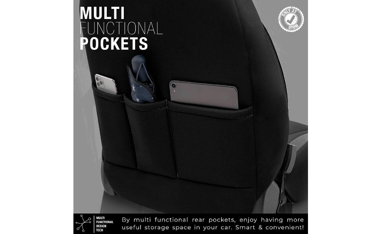 Ensemble de housses de siège universelles en cuir/tissu Comfortline  noir/gris bord blanc - 11 pièces - convient aux airbags lat
